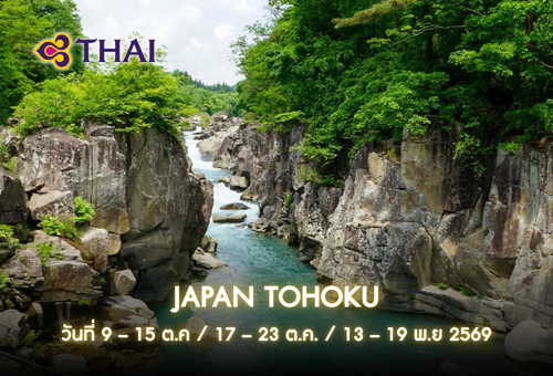 •ทัวร์ญี่ปุ่น ทัวร์โทโฮคุ 7 วัน 4 คืน<br>•IMAGE JAPAN TOHOKU<br>•วันที่ 9 – 15 ต.ค / 17 – 23 ต.ค. /  13 – 19 พ.ย 2569<br>•ล่องเรือพายโบราณและเสียงเพลง ณ หุบเขาเกบิเค   ดังโงะลอยฟ้า  อาคารคอนจิคิโดะ
